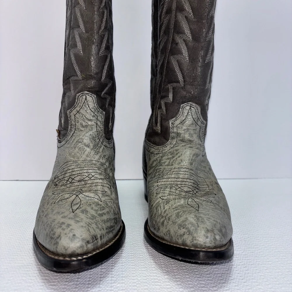 Women's Cowboy Western Boots Gray Patterned Leather Size 6 B - Picture 3 of 8